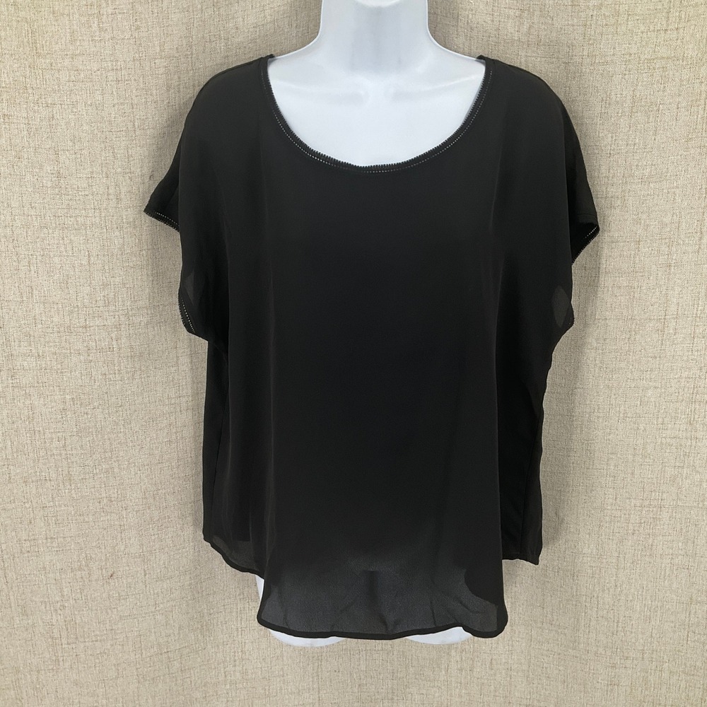Banana Republic Blouse Womens M Black Classic Minimalist Office NEW